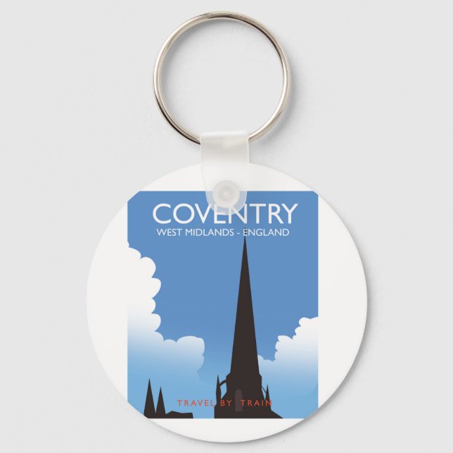 Coventry West Midlands England Train travel poster Key Ring (Front)
