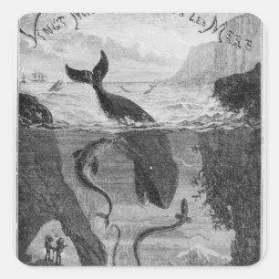 Cover Illustration '20,000 Leagues Under the Sea' Square Sticker