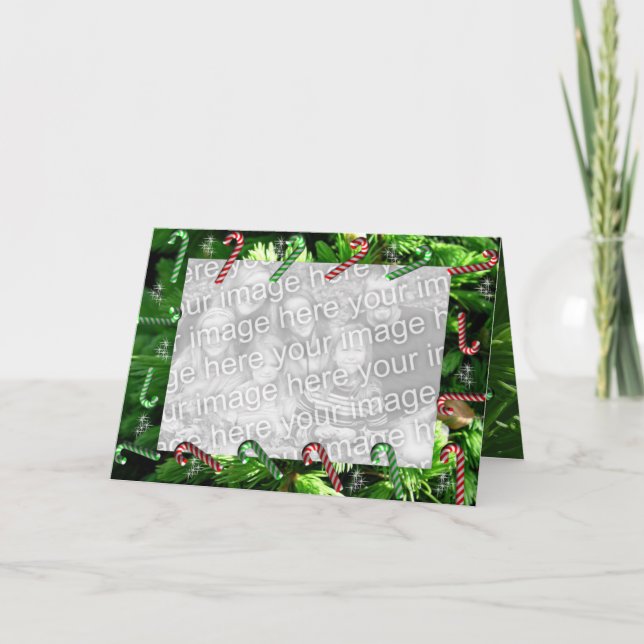 [ Cover Image ], Candy Canes Border Holiday Card (Front)