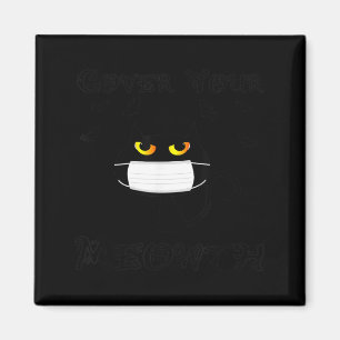 Cover Meowth Funny Halloween Black Cat Mask Bats Magnet