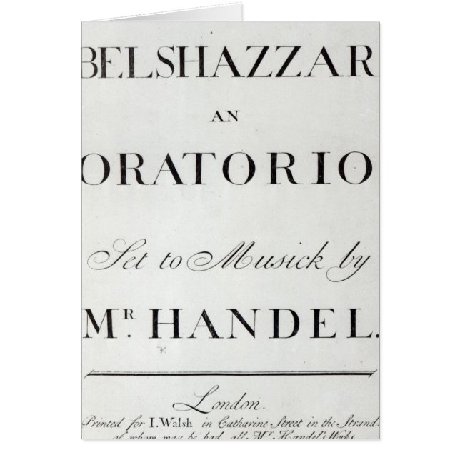 Cover of the score for Belshazzar by Handel (Front)