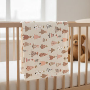 Cover Polar Christmas Pink Scandinavian Christmas  Fleece Blanket