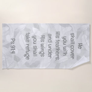 Cover You With His Feathers Bible Quote Ps 91:4 Beach Towel