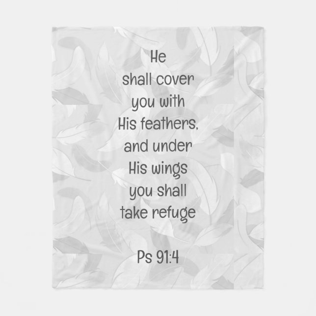 Cover You With His Feathers Bible Quote Ps 91:4 Fleece Blanket (Front)