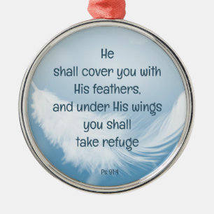 Cover You With His Feathers Bible Quote Ps 91:4 Metal Tree Decoration