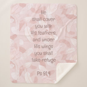 Cover You With His Feathers Bible Quote Ps 91:4 Sherpa Blanket