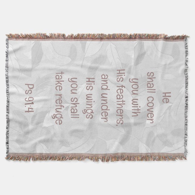 Cover You With His Feathers Bible Quote Ps 91:4 Throw Blanket (Front)