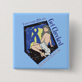 Cover Your Assets GET Checked - Colon Cancer 15 Cm Square Badge