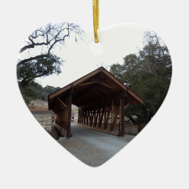 Covered Bridge at Halter Ranch, Paso Robles Ceramic Tree Decoration (Front)