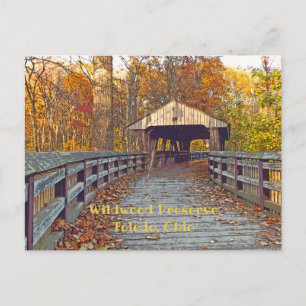 "Covered Bridge at Wildwood Preserve In Autumn" Postcard