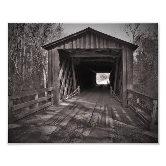 Covered bridge black and white photo print (Front)