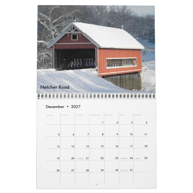 Covered Bridge Calendar (Dec 2027)
