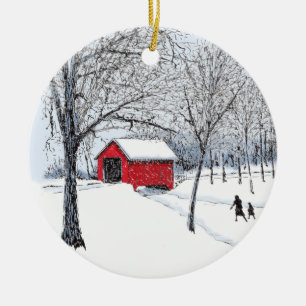 Covered Bridge Ceramic Tree Decoration
