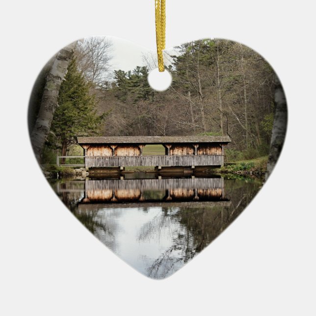 Covered Bridge Ceramic Tree Decoration (Front)