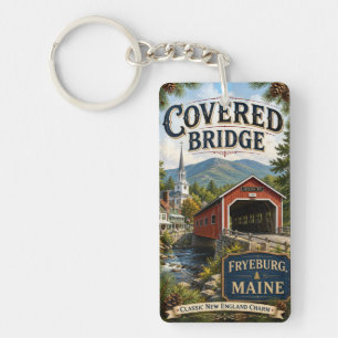 Covered Bridge Fryeburg Maine Rectangle Acrylic Key Ring