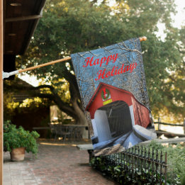 Covered Bridge Holiday House Flag