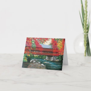 Covered Bridge in Autumn's Bounty Note Card