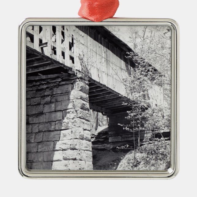Covered Bridge Metal Tree Decoration (Front)
