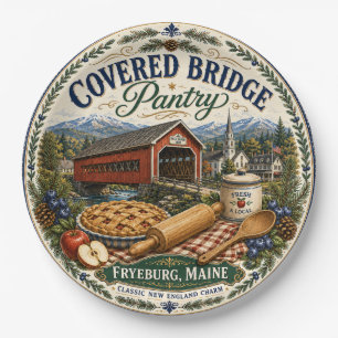 Covered Bridge Pantry Fryeburg Maine Melamine Paper Plate