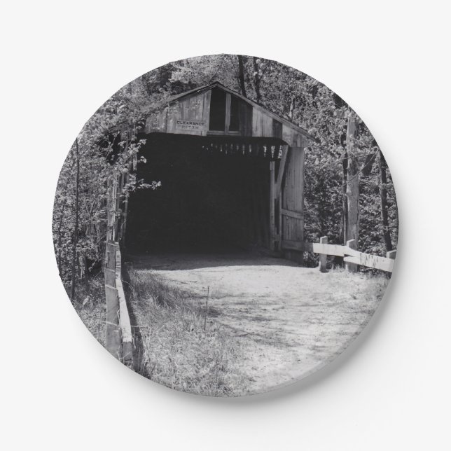 Covered Bridge Paper Plate (Front)