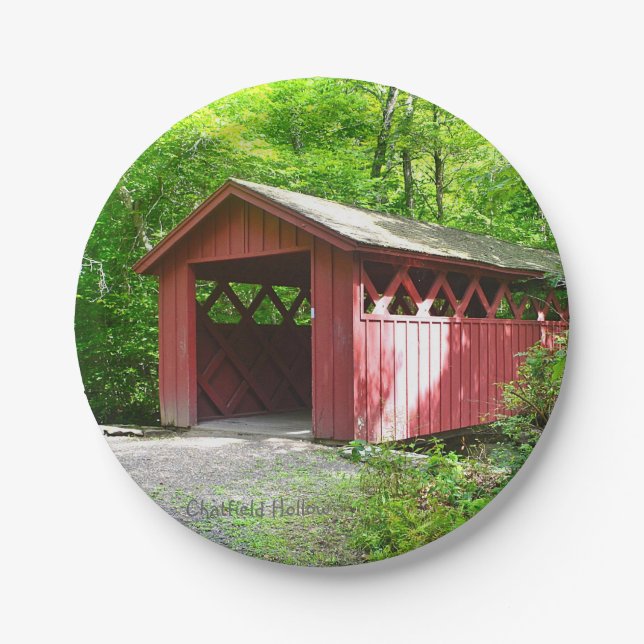 Covered Bridge Paper Plate (Front)