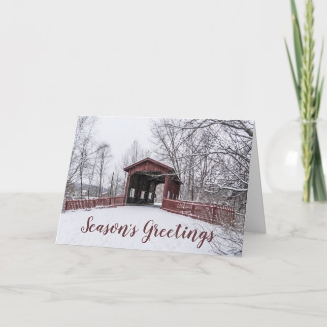 Covered Bridge Season's Greetings Christmas Card (Front)