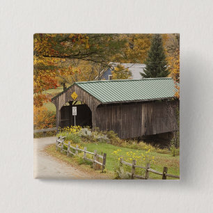 Covered bridge, Vermont, USA 15 Cm Square Badge