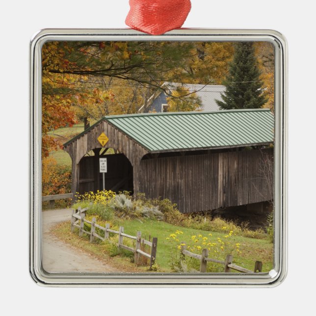 Covered bridge, Vermont, USA Metal Tree Decoration (Front)