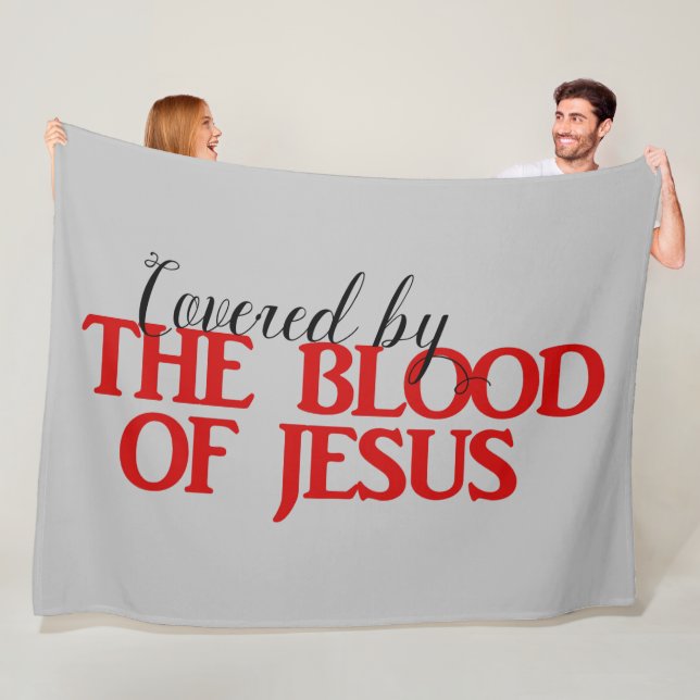 COVERED BY BLOOD OF JESUS Christian Fleece Blanket (In Situ)