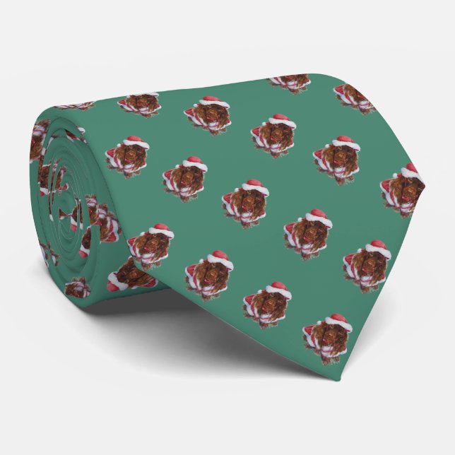 covered in cute spaniel dogs dressed for Christmas Tie (Rolled)