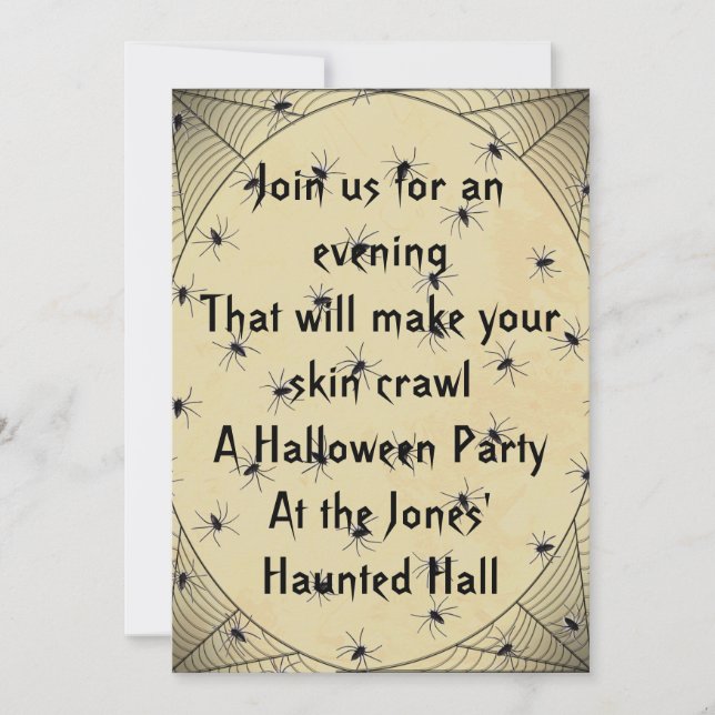Covered in Spiders Halloween Party Invitation (Front)