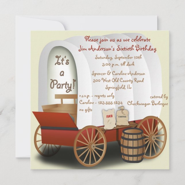 Covered Wagon Barbecue Invitation (Front)