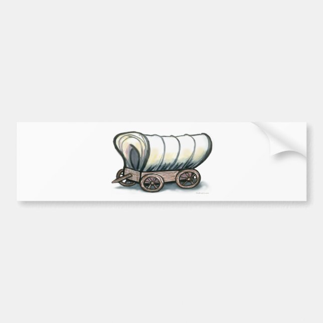 Covered Wagon Bumper Sticker (Front)