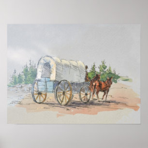 COVERED WAGON by SHARON SHARPE Poster