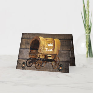 Covered Wagon Coal oil Lamps Western  Card