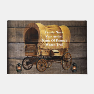 Covered Wagon Coal oil Lamps Western Doormat