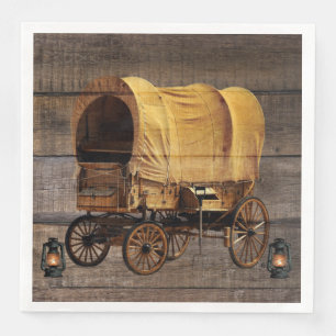 Covered Wagon Coal oil Lamps Western  Napkin