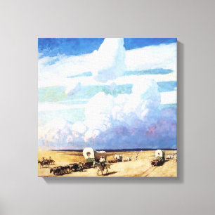 “Covered Wagons” Western Art by NC Wyeth Canvas Print