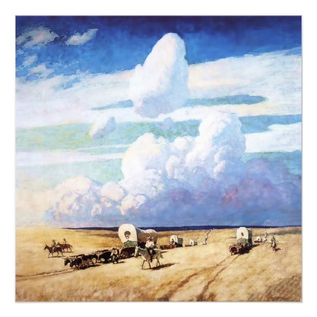 “Covered Wagons” Western Art by NC Wyeth Photo Print (Front)