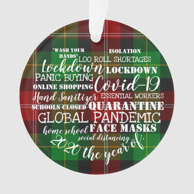 covid19 2020 the year of face masks isolation ornament (Front)