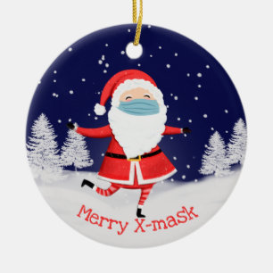 Covid19 2020 the year of face masks isolation xmas ceramic tree decoration