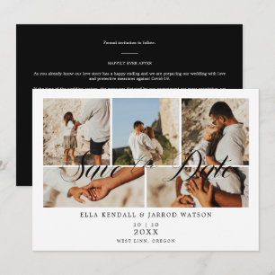 Covid19 Chic Black Trendy Collage 5 Photos Wedding