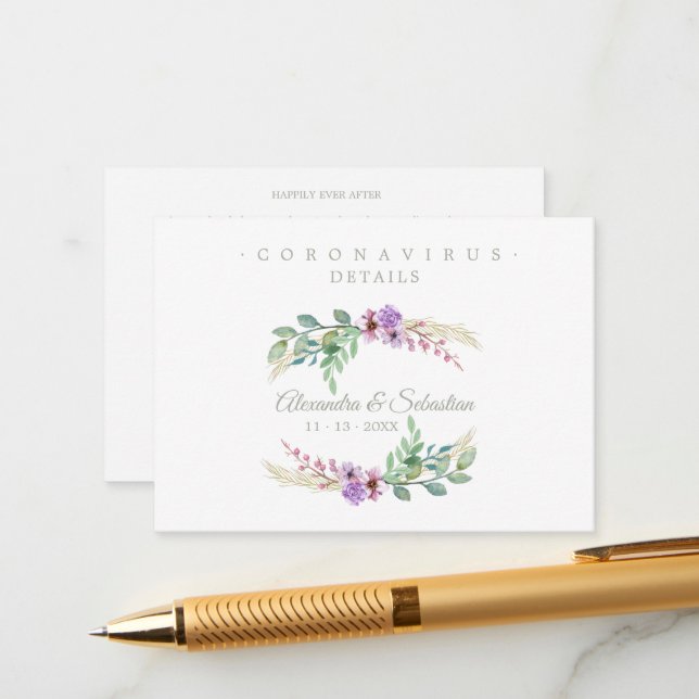 Covid19 Details Sophisticated Lilac Chic Wreath Enclosure Card (Front/Back In Situ)
