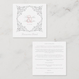 Covid19 Wedding Details Classic Elegant Flourish Enclosure Card