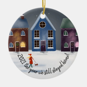covid-19 202 the year we still stayed home family ceramic tree decoration
