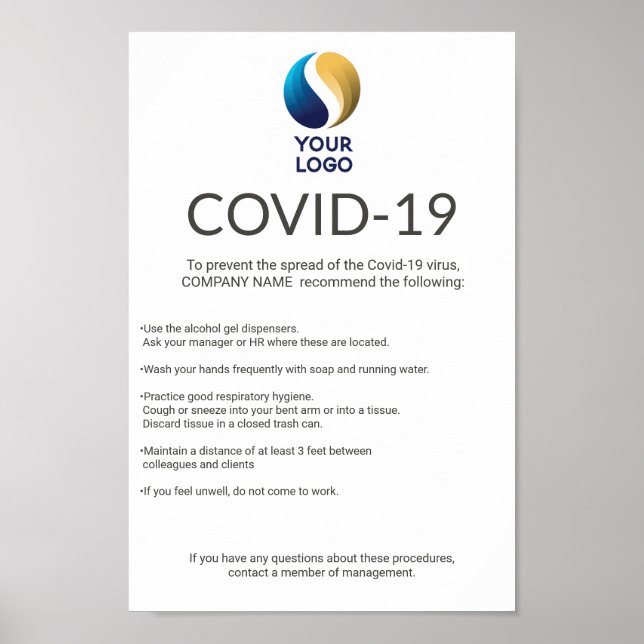 Covid-19 Add Your Logo Professional Staff Notice Poster (Front)