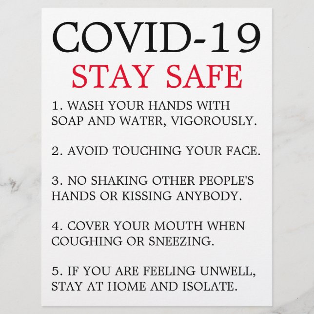 Covid-19 Advice Flyer (Front)
