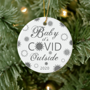 COVID-19 Baby It's COVID Outside 2020 Photo Name Ceramic Tree Decoration