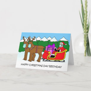 Covid 19 Christmas Day Birthday Santa and Sleigh Card