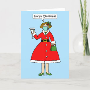 Covid 19 Christmas Mrs Claus Holiday Card